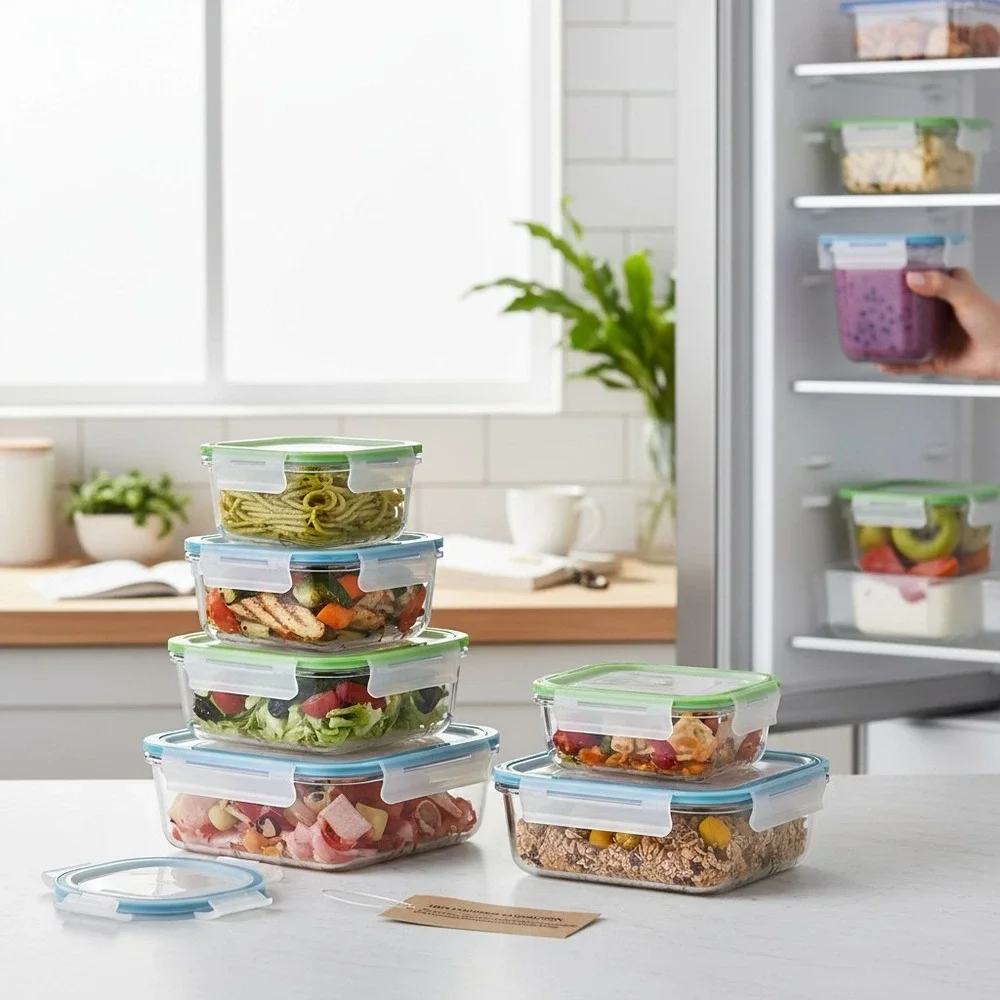 MCIRCO Food Storage Containers 10pc Clear New Glass Airtight Lids